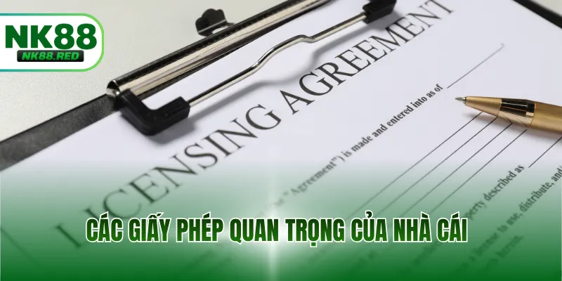 Các giấy phép quan trọng của nhà cái